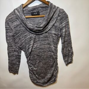 Women's AGB Small Heathered Grey Cowl Neck Top Cinched Sides GUC Casual Office